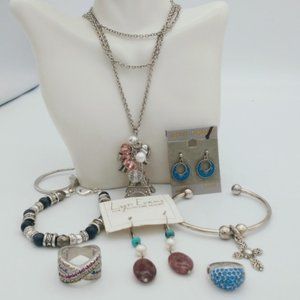 Silvertone Jewelry Bundle Rings Earrings Bracelets